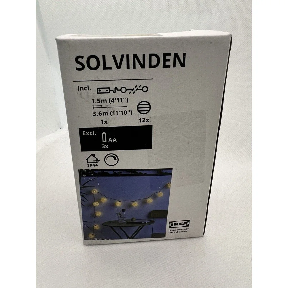 IKEA SOLVINDEN LED String Light 12 Lights Battery Operated paper lantern outside